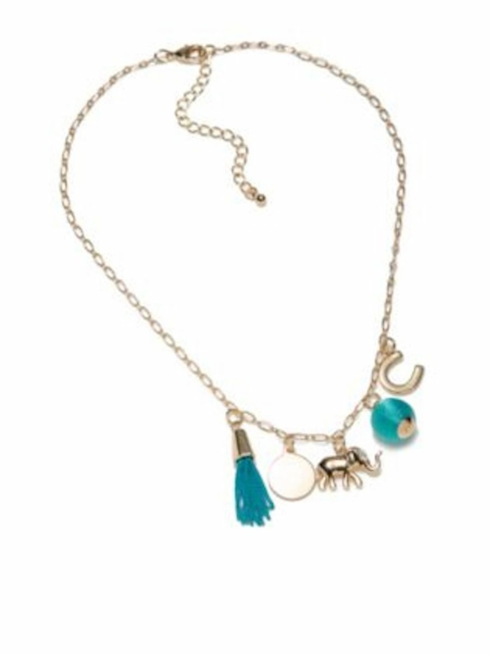 Crown & Ivy Boxed Gold-Tone Luck Elephant Charm Necklace NIB